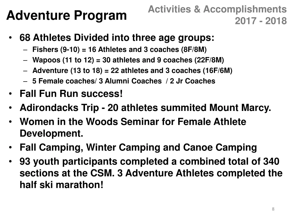 activities accomplishments 2