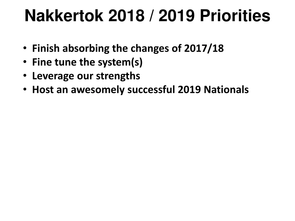 nakkertok 2018 2019 priorities