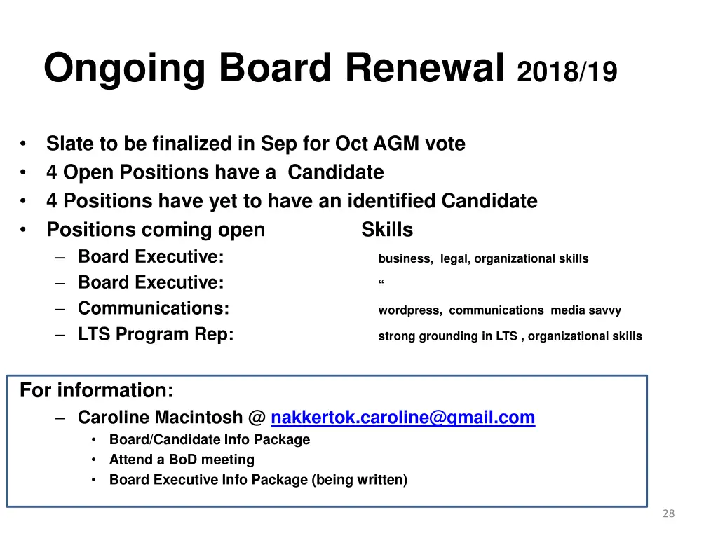 ongoing board renewal 2018 19