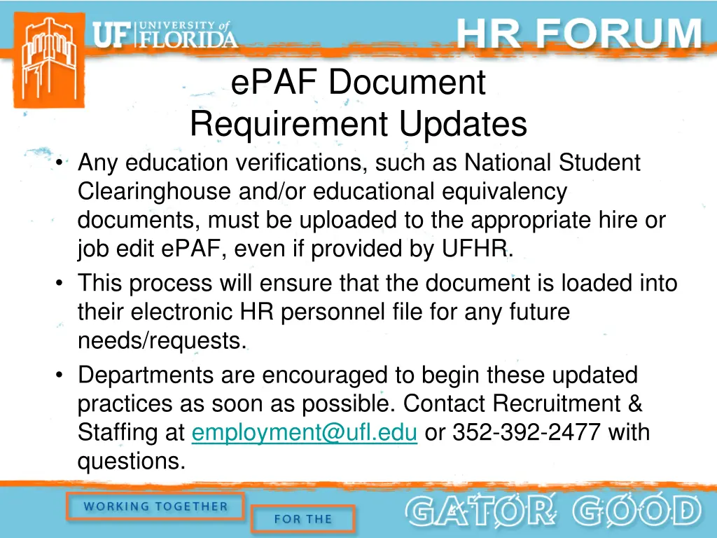 epaf document requirement updates any education