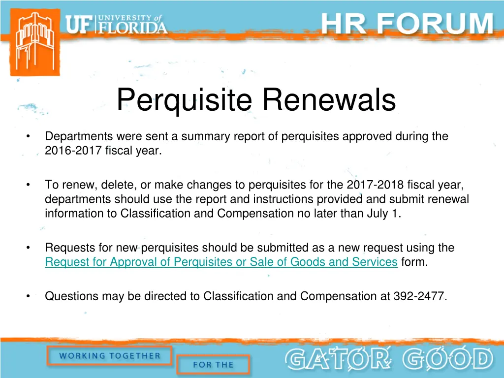 perquisite renewals 1