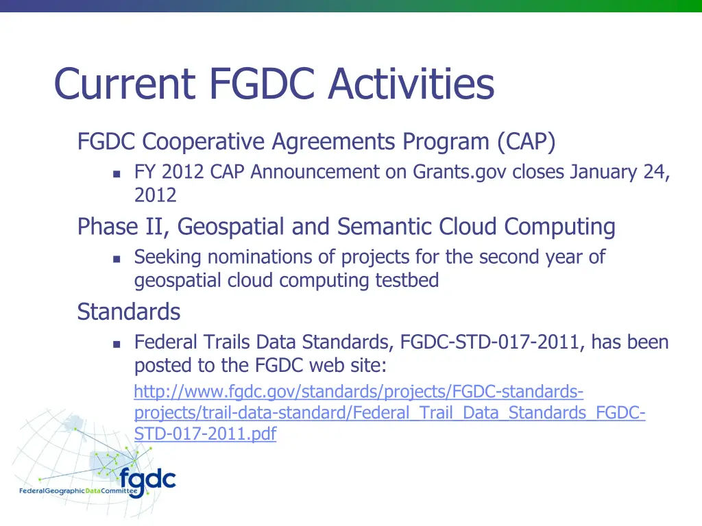 current fgdc activities 1