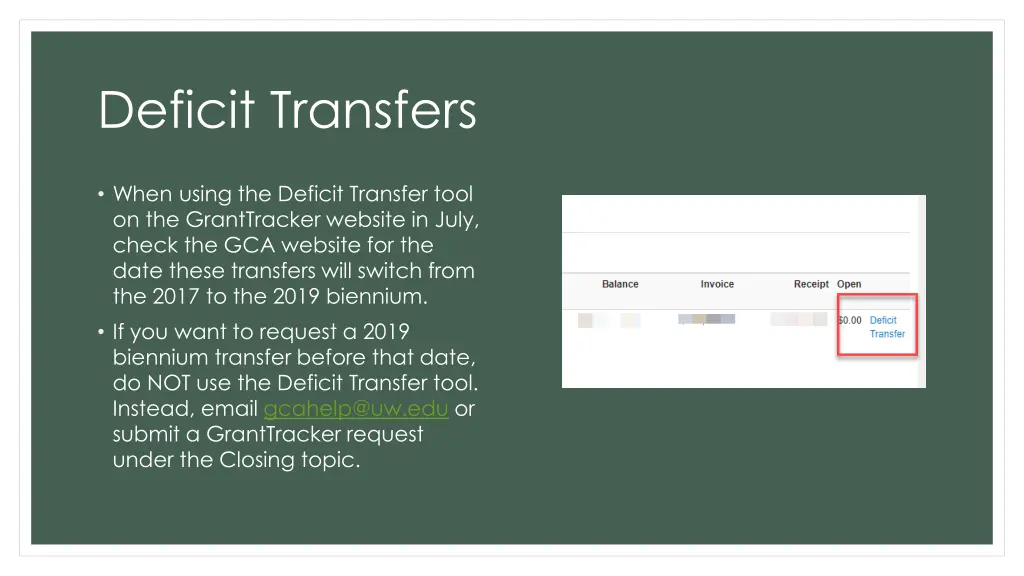 deficit transfers