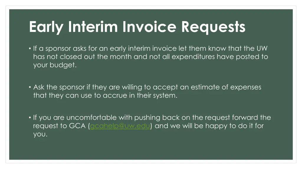 early interim invoice requests 1