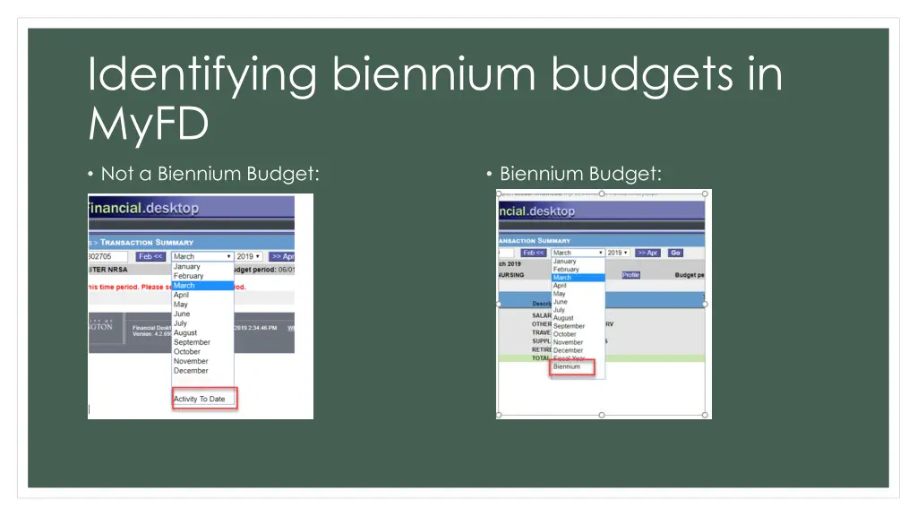 identifying biennium budgets in myfd