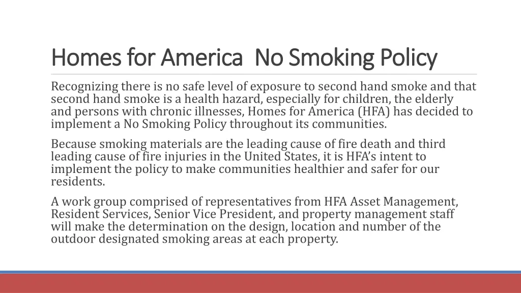 homes for america no smoking policy homes