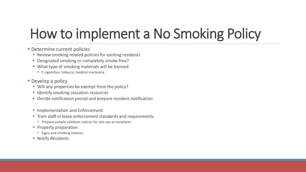 how to implement a no smoking policy