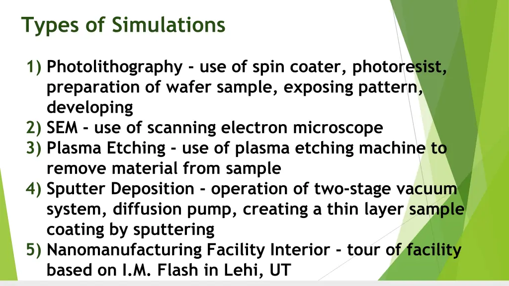 types of simulations