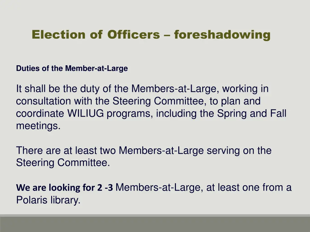 election of officers foreshadowing 3