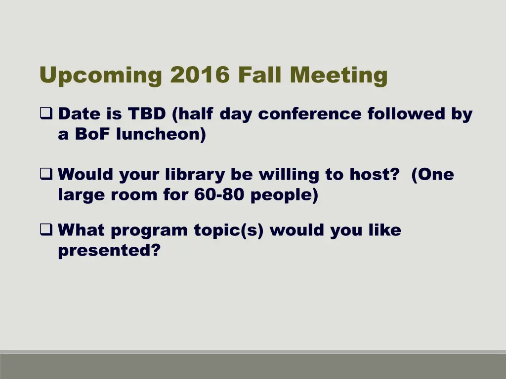 upcoming 2016 fall meeting