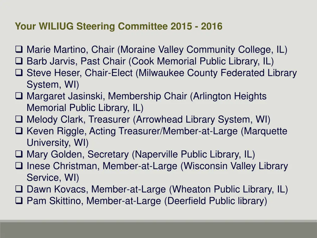 your wiliug steering committee 2015 2016