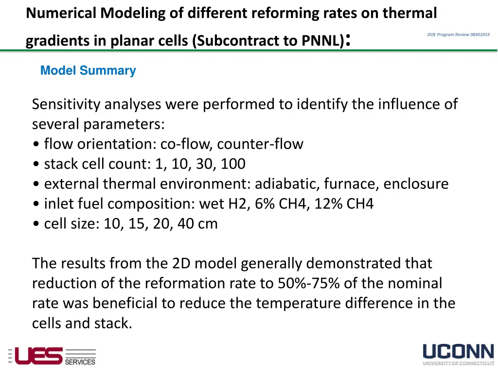 numerical modeling of different reforming rates 1