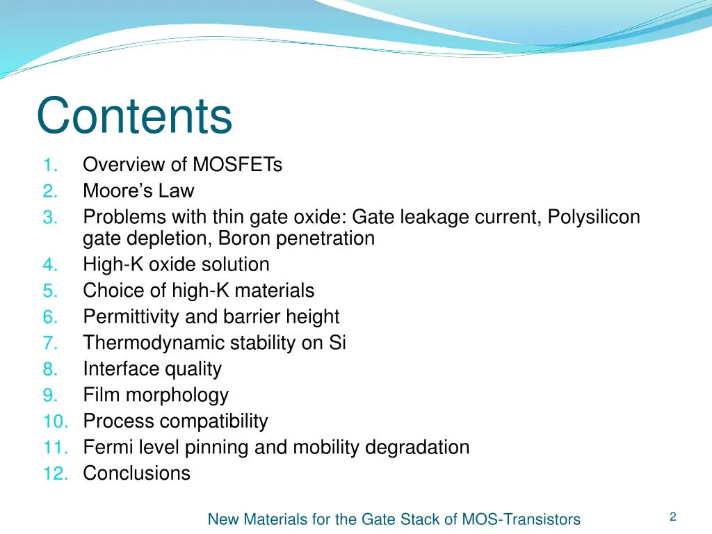 contents overview of mosfets 2 moore