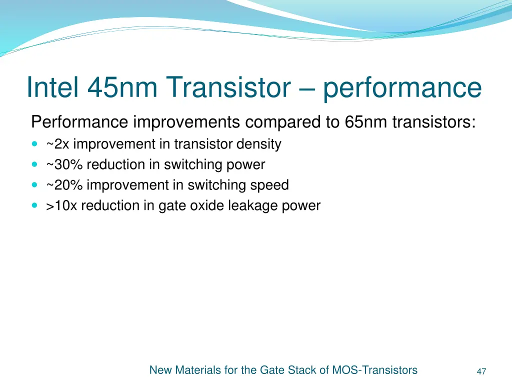 intel 45nm transistor performance performance