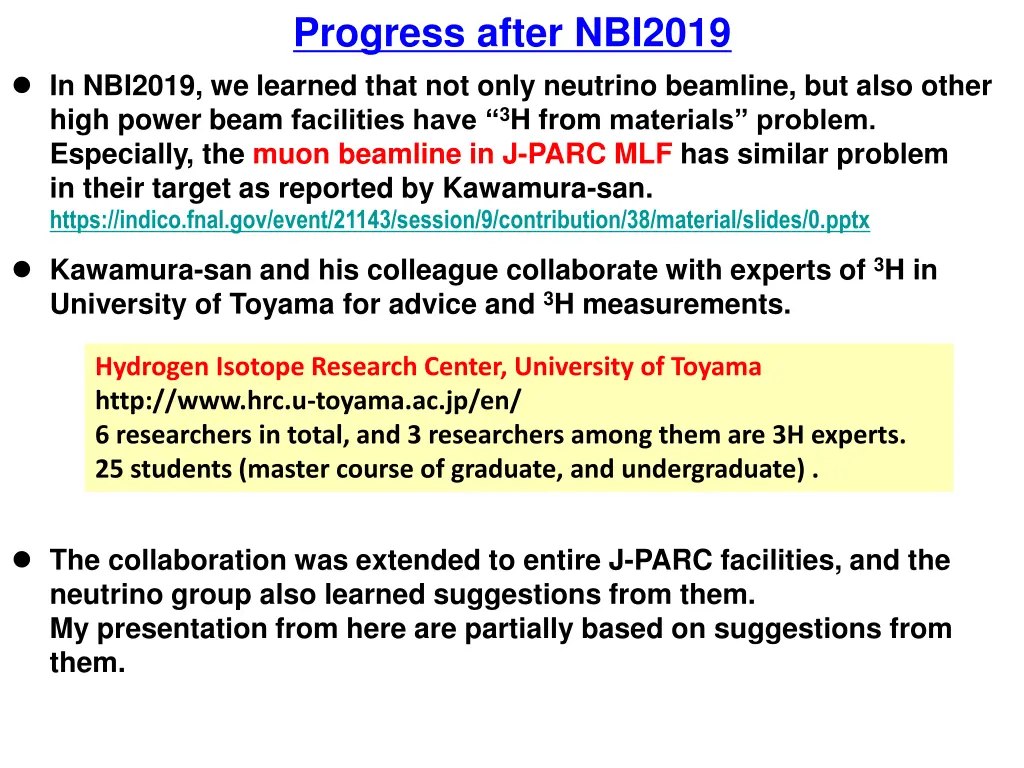 progress after nbi2019