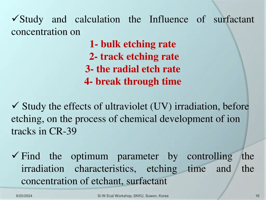 study and calculation the influence of surfactant