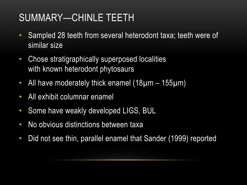 summary chinle teeth