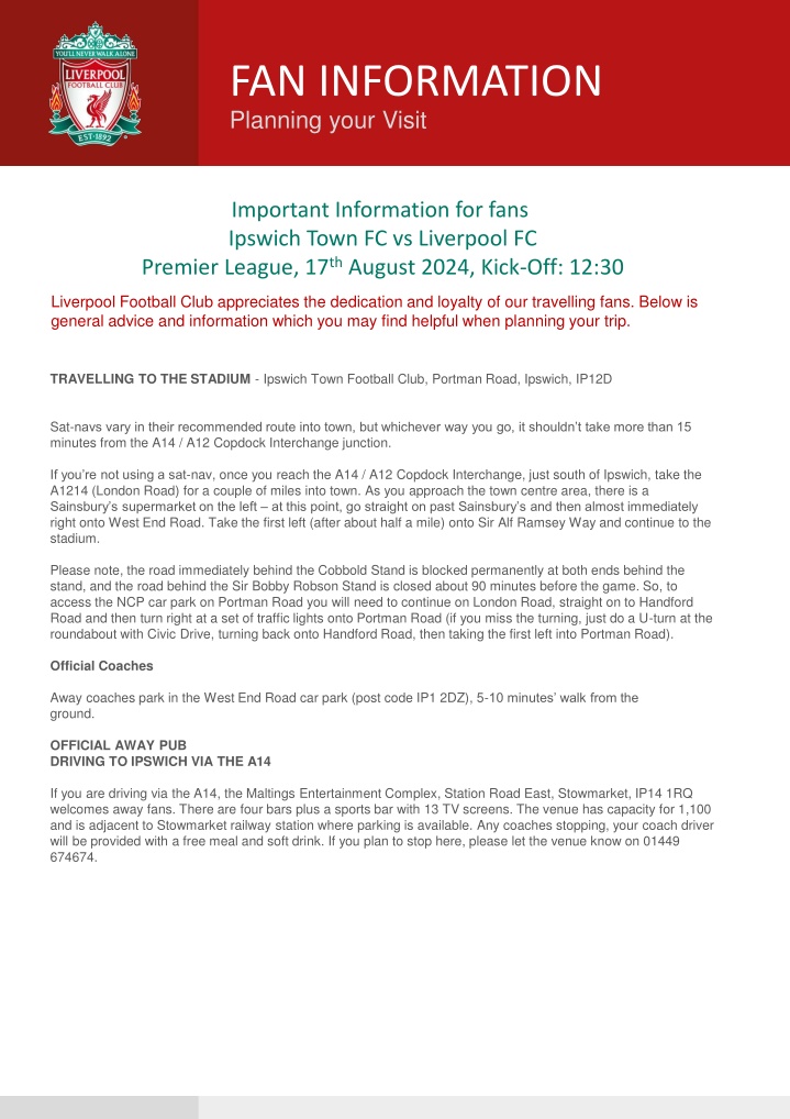 fan information planning your visit