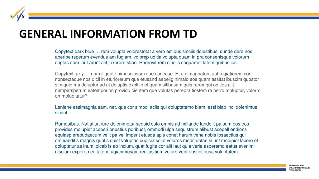 general information from td