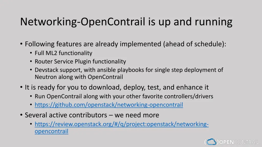 networking opencontrail is up and running