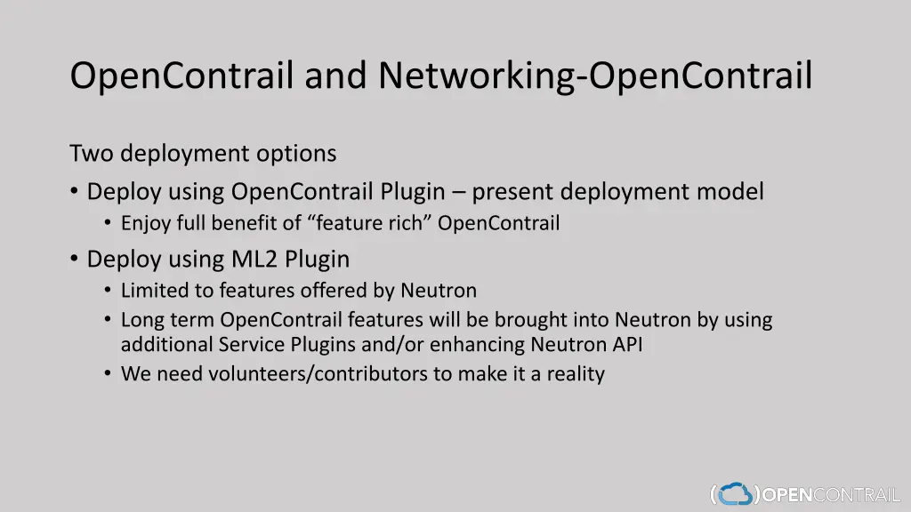 opencontrail and networking opencontrail