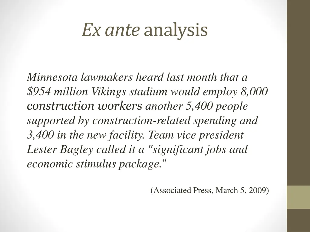 ex ante analysis