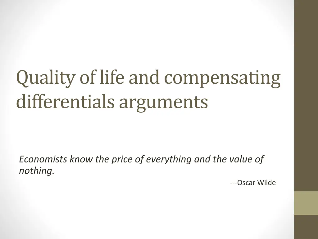 quality of life and compensating differentials