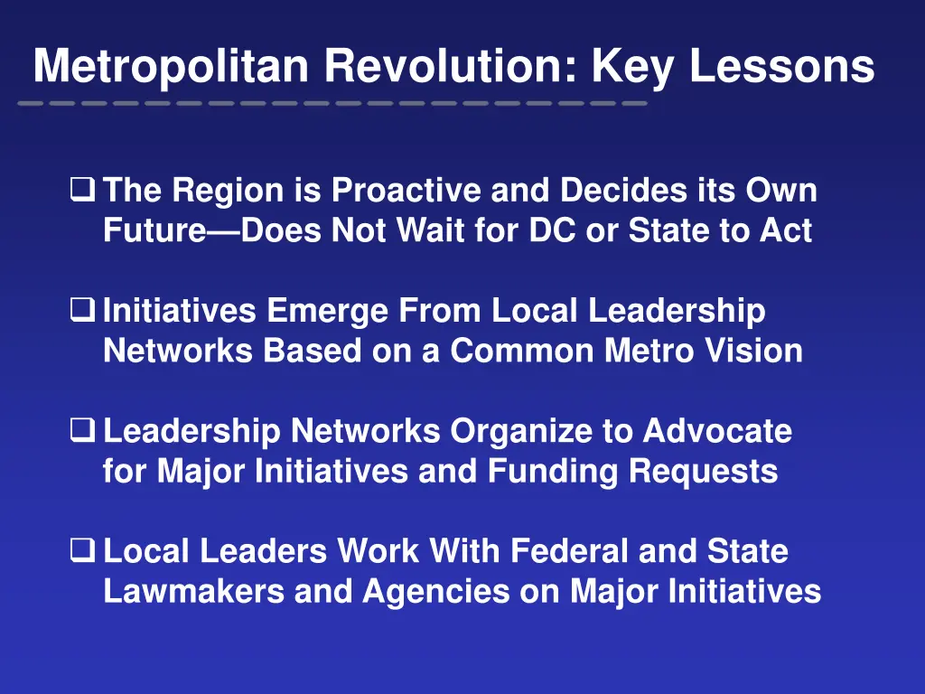 metropolitan revolution key lessons