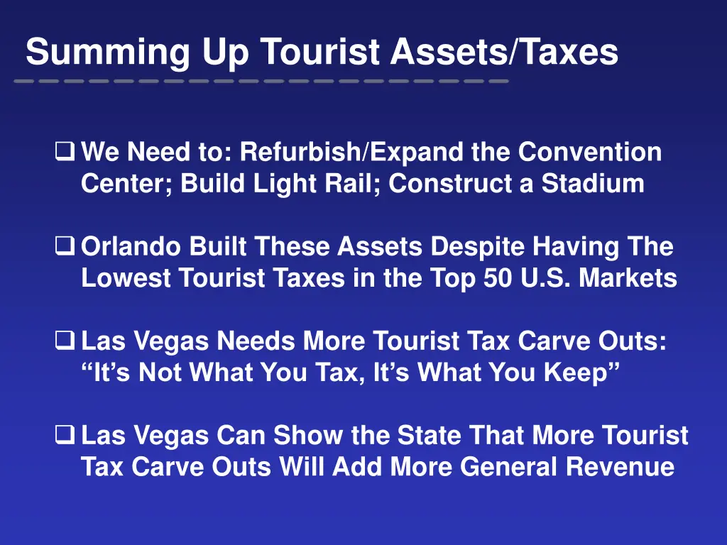 summing up tourist assets taxes