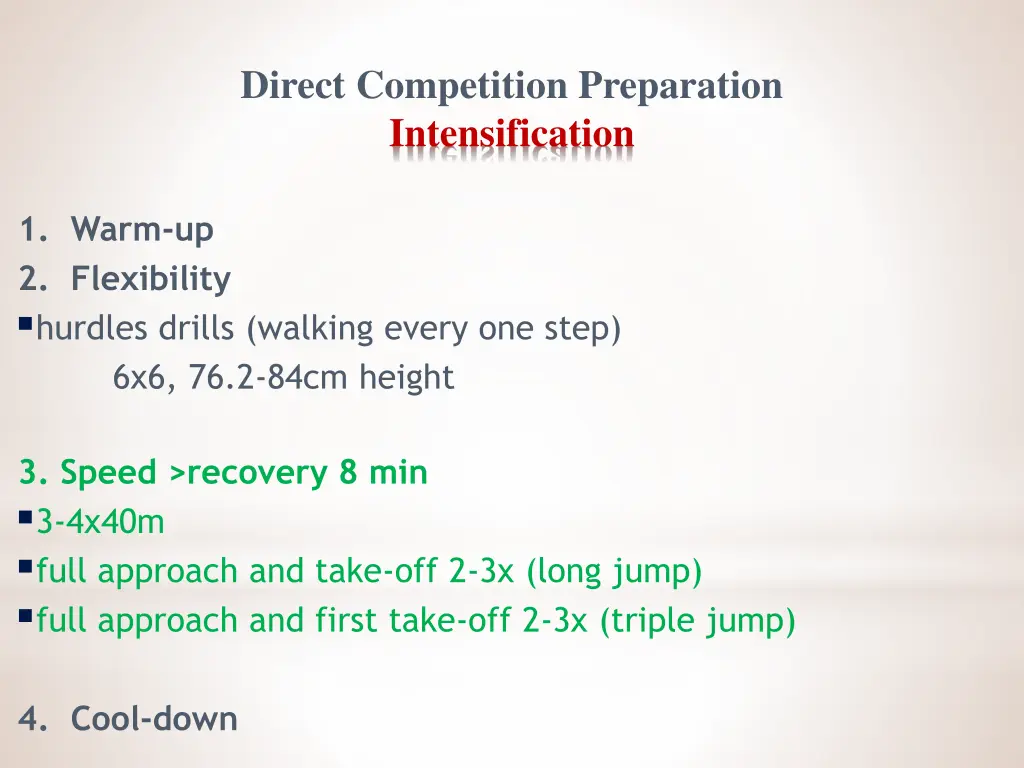 direct competition preparation intensification 2