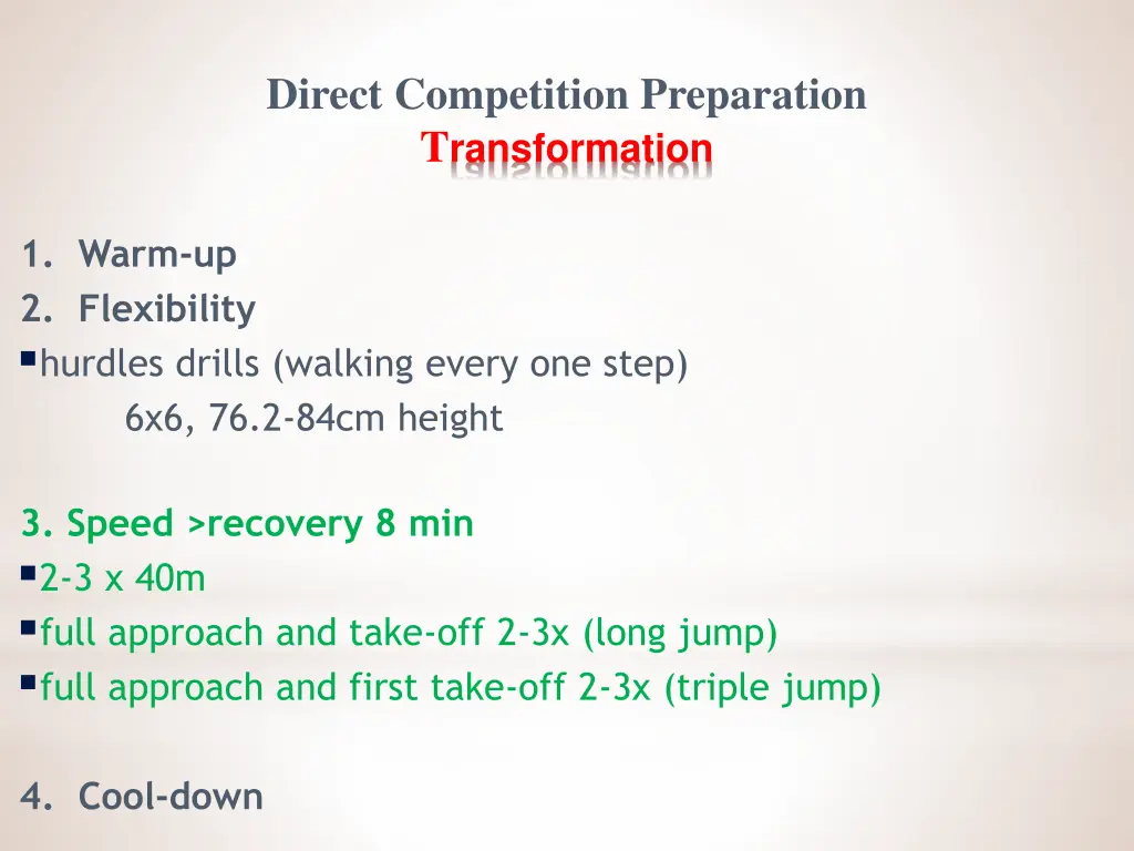 direct competition preparation t ransformation 1