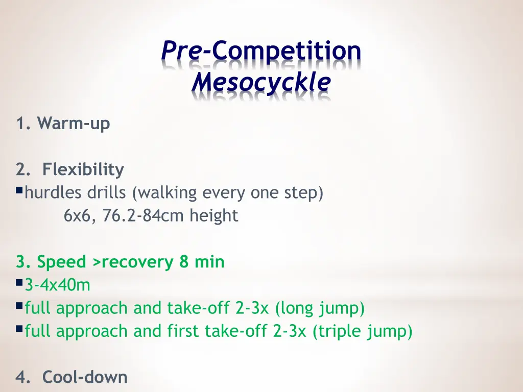 pre competition mesocyckle 1