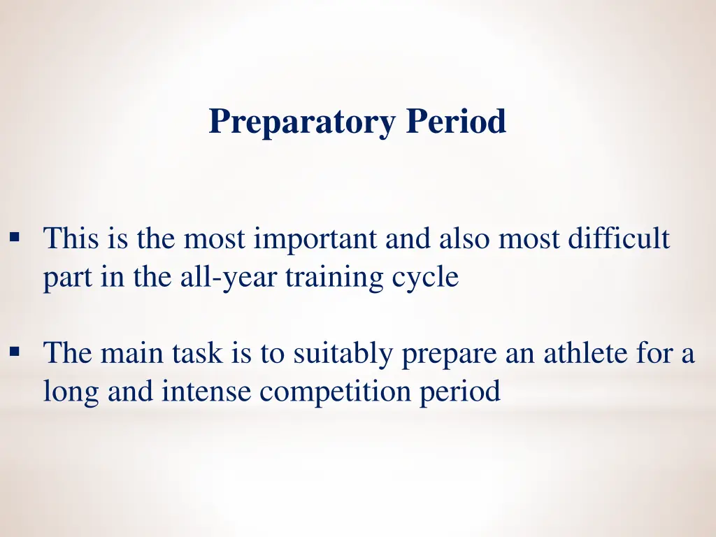 preparatory period