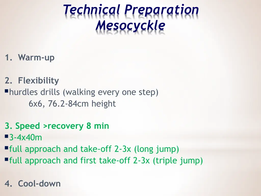 technical preparation mesocyckle 4