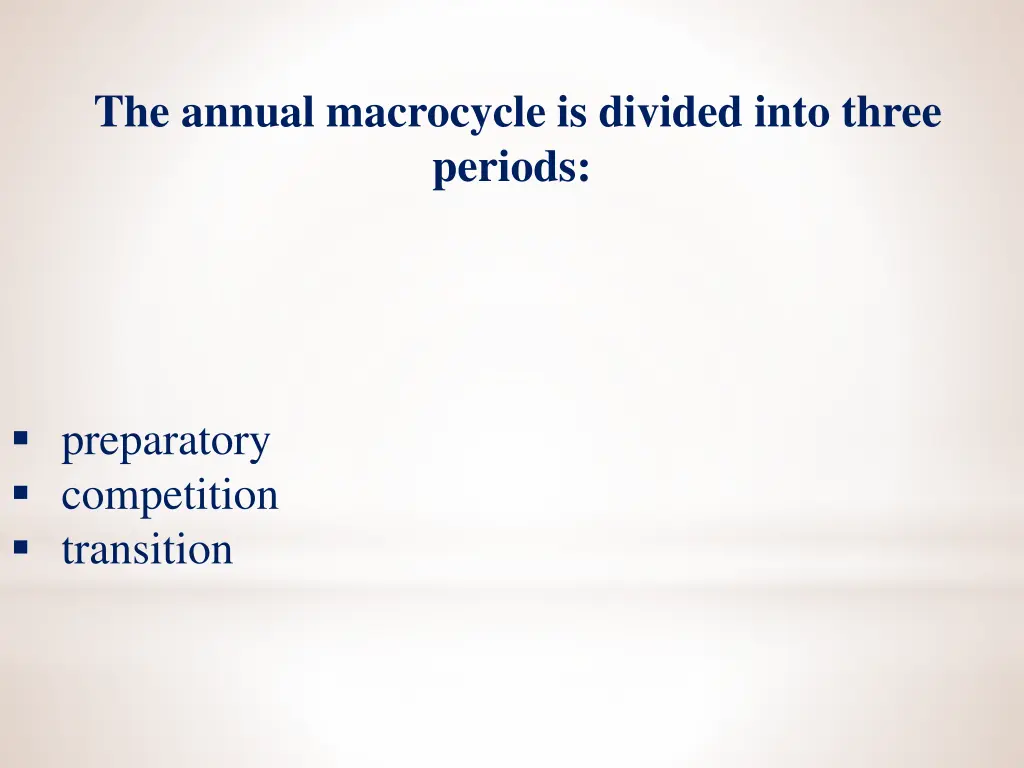 the annual macrocycle is divided into three