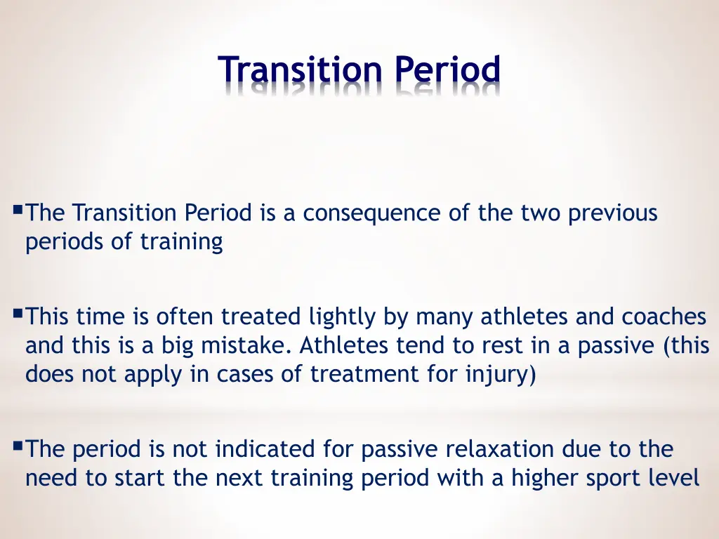 transition period