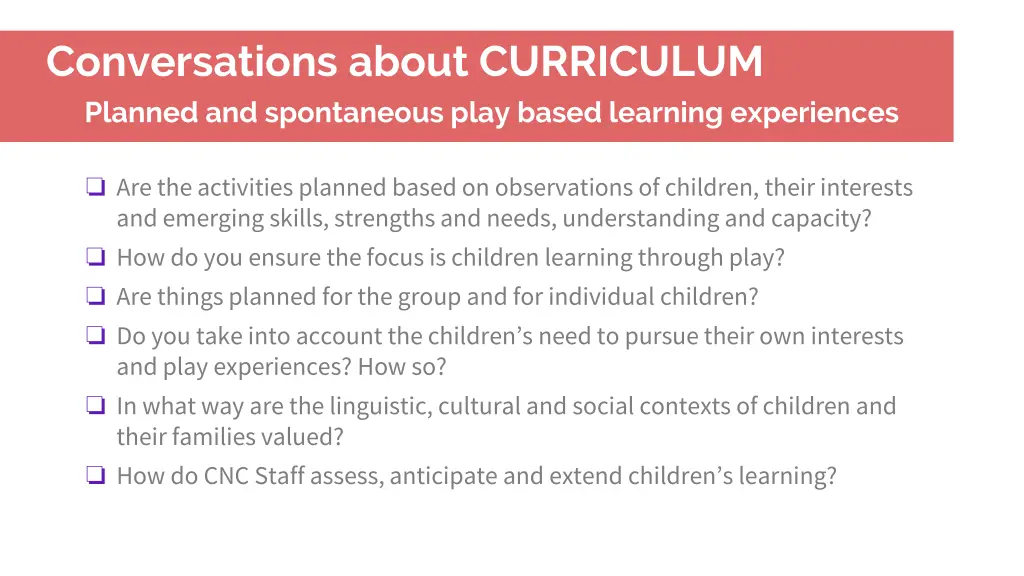 conversations about curriculum planned