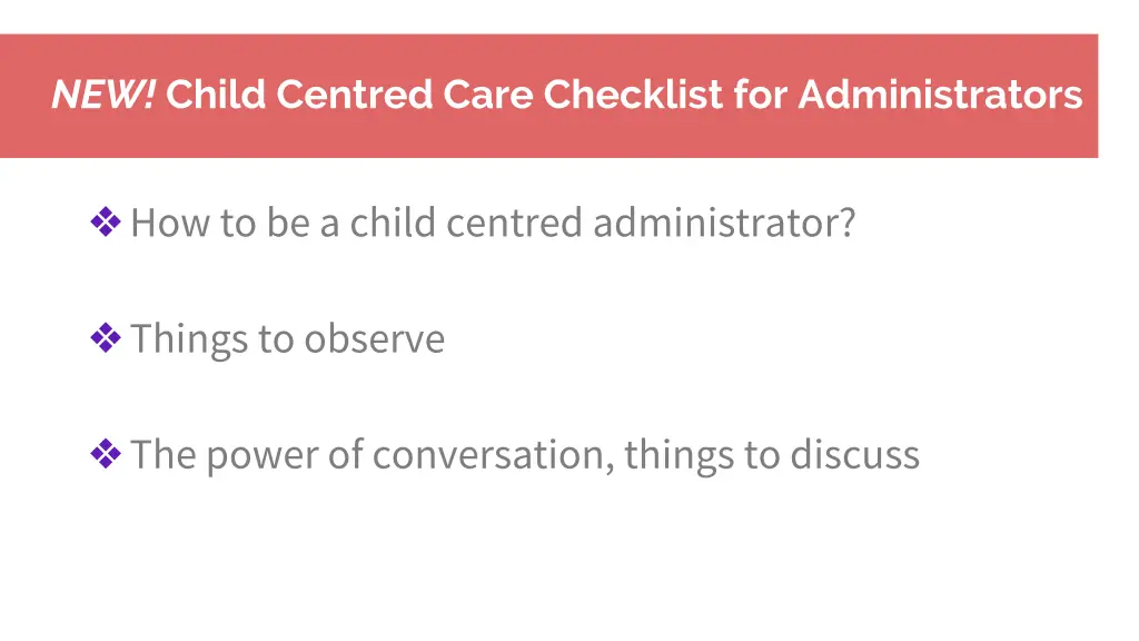 new child centred care checklist