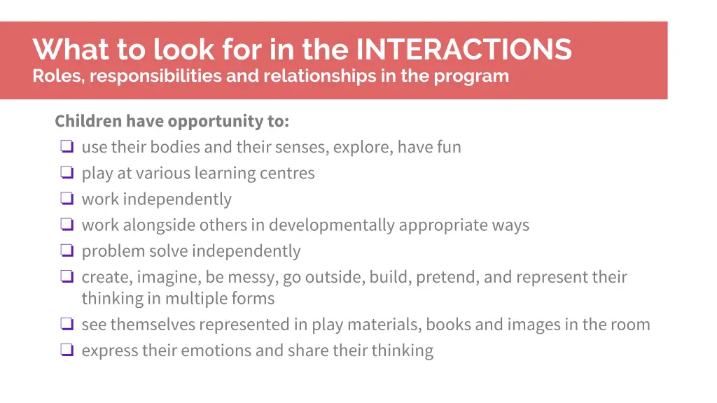 what to look for in the interactions roles 1