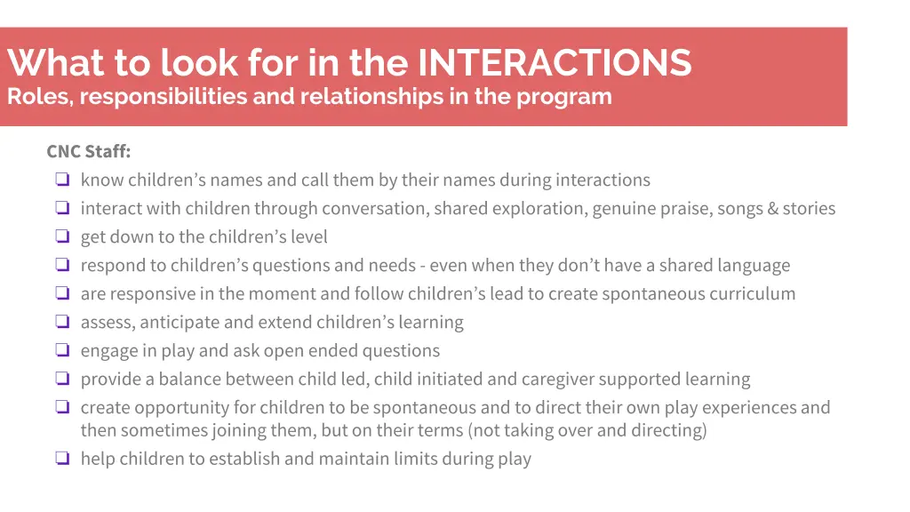 what to look for in the interactions roles 3