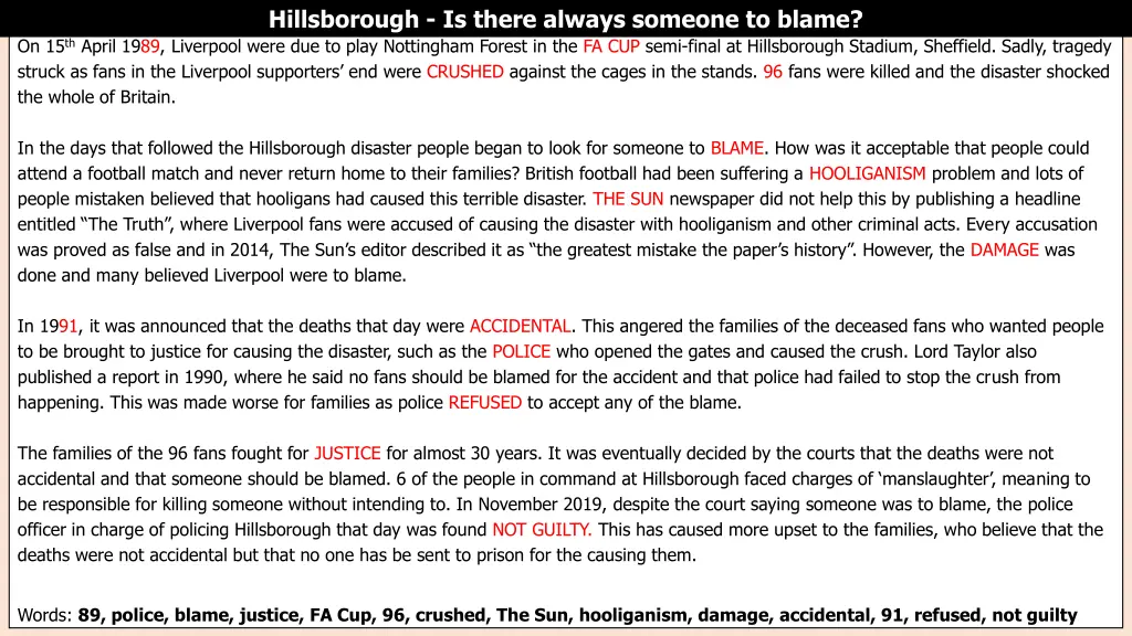 hillsborough is there always someone to blame