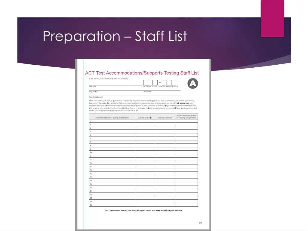 preparation staff list