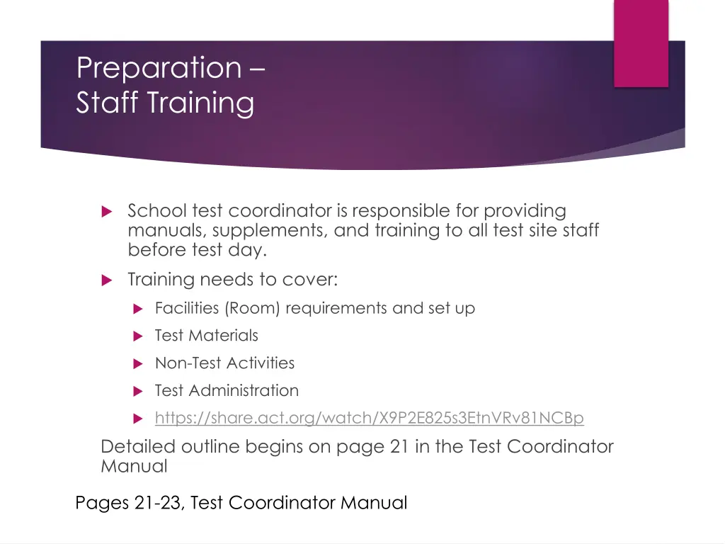 preparation staff training