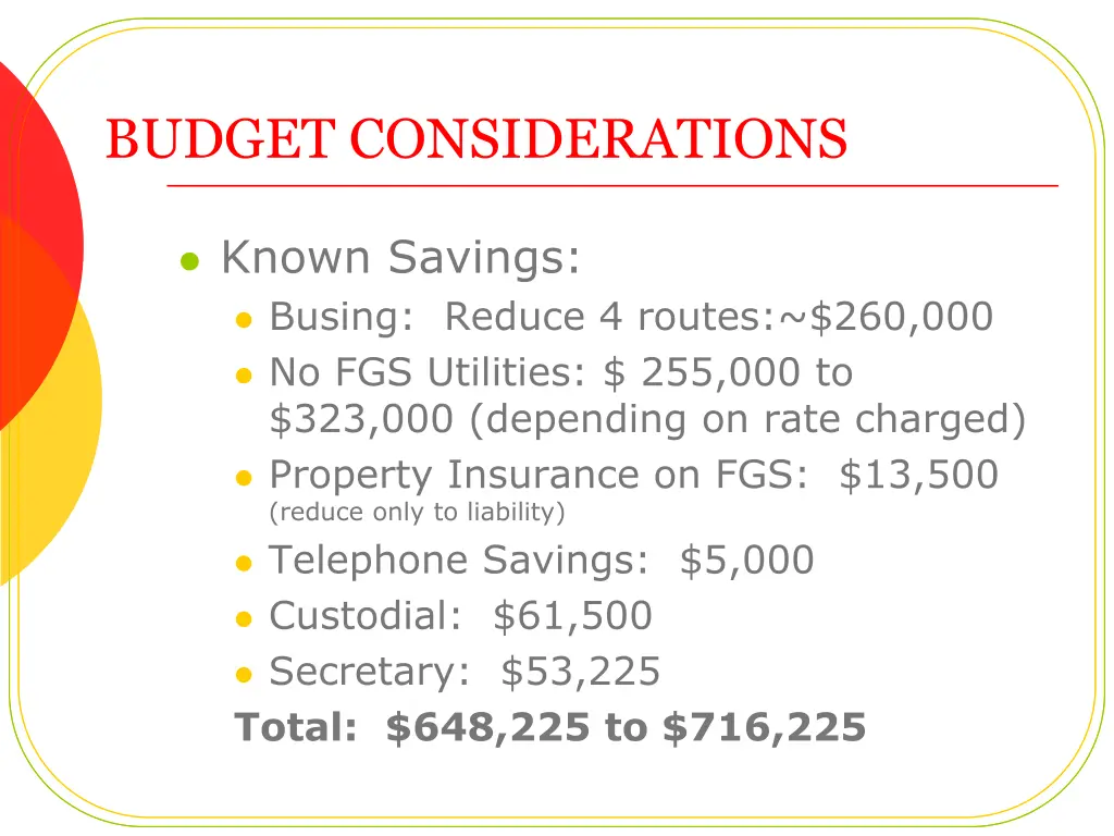 budget considerations 1