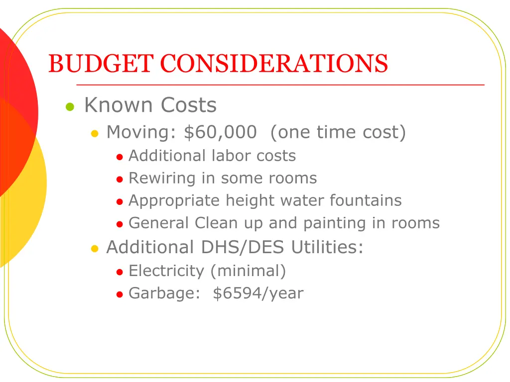 budget considerations 2