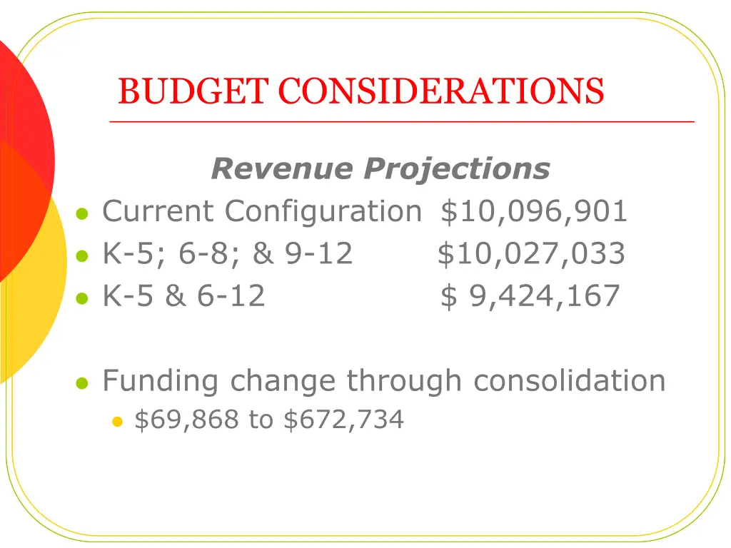 budget considerations