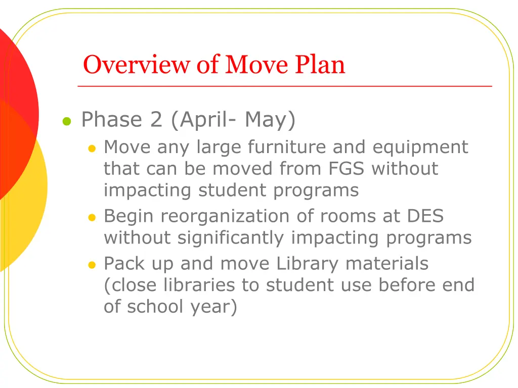 overview of move plan 1