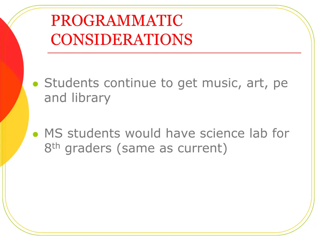 programmatic considerations 1