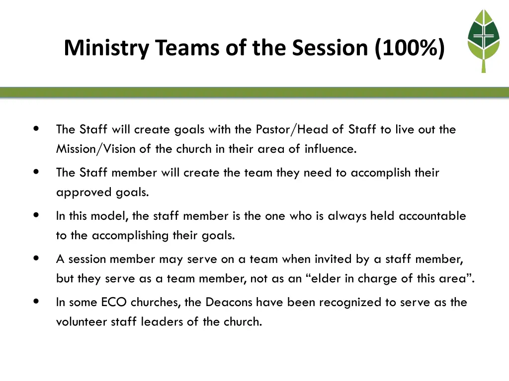 ministry teams of the session 100