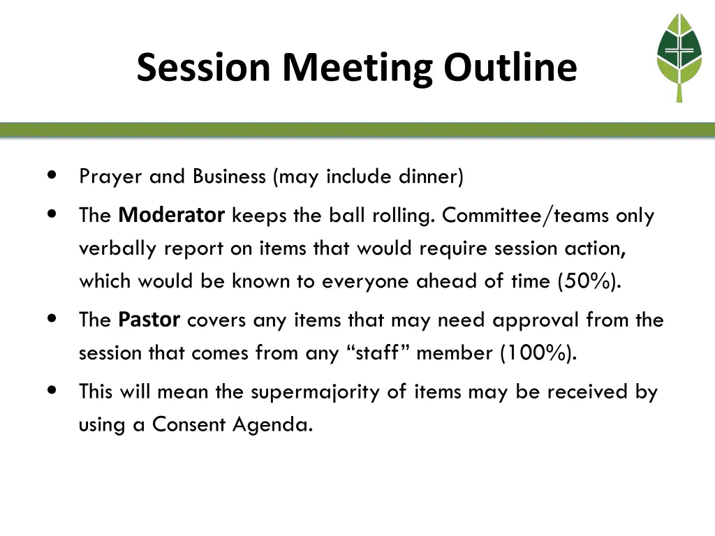 session meeting outline